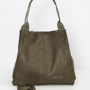 Khaki bag faux leather