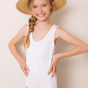 White Cotton Bodysuit For Girl