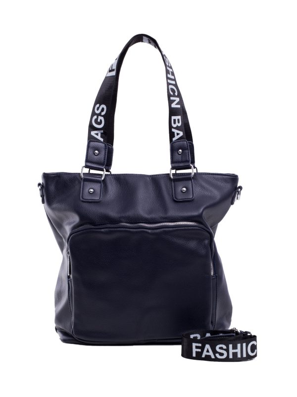 Navy blue large bag with pocket