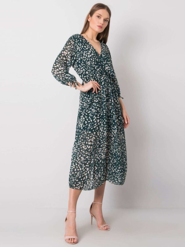 Dark green dress with Kaia print