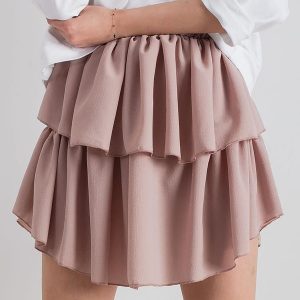 Dirty pink mini skirt with flounces