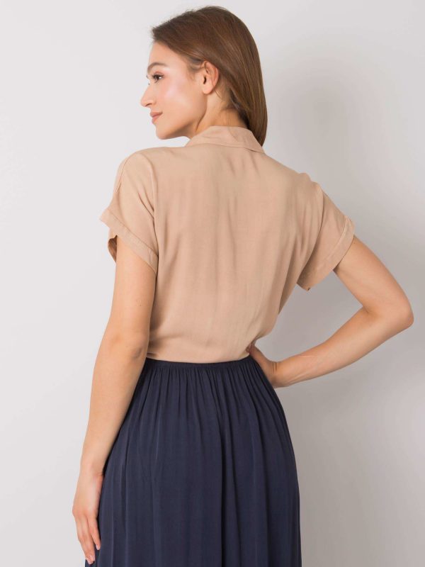 Camel blouse with tie Marisol