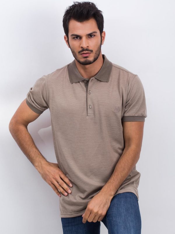 Men's Beige Letter Polo Shirt