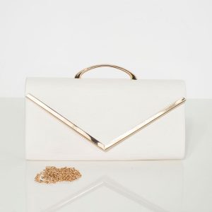 Ecru clutch bag with handle