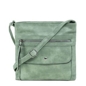 Green Shoulder Bag with Pockets