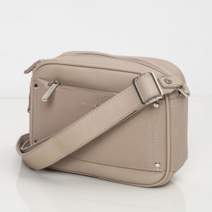 Beige handbag with outer pocket