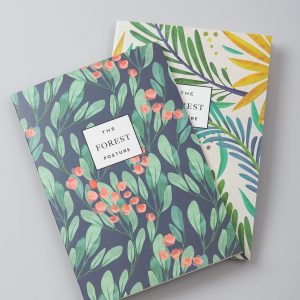 Navy blue notebook with vegetable print