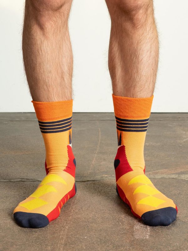 Orange Cotton Mens Socks