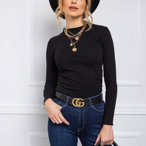 RUE PARIS Black Blouse Bianca