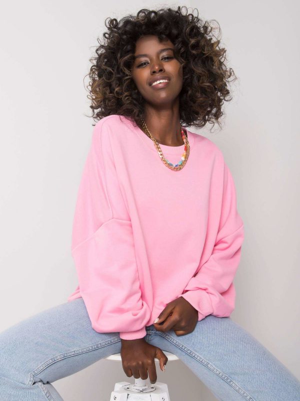 Fabrizia Pale Pink Cotton Hoodless Sweatshirt