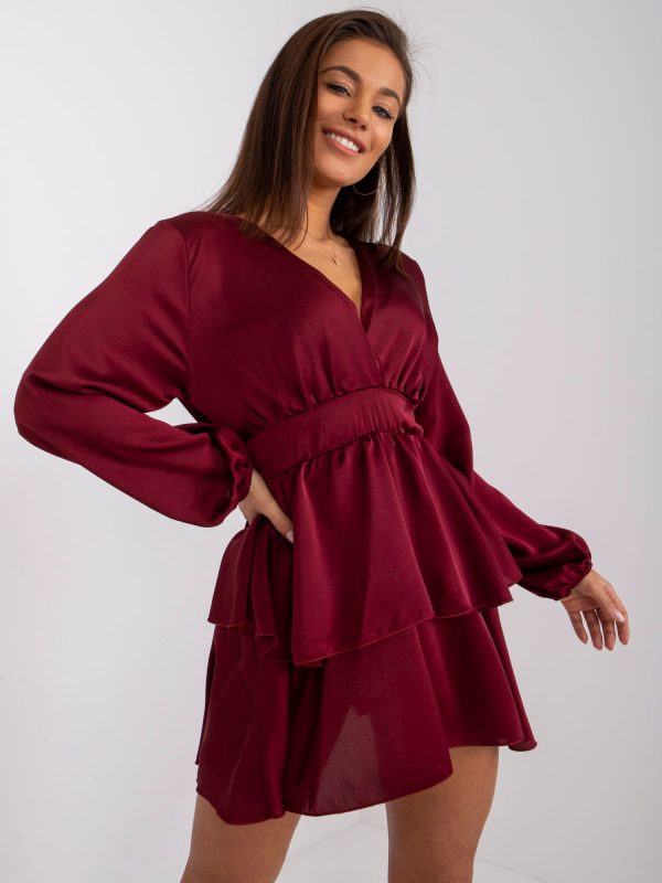 Burgundy dress with ruffle Rimini