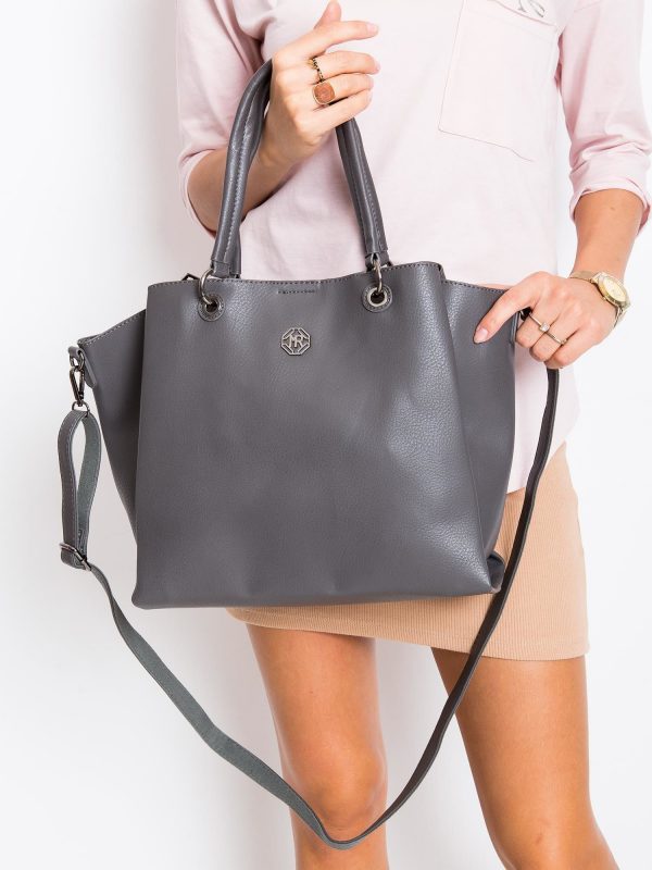 Grey women's bag made of eco leather