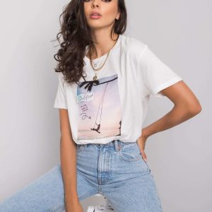 White T-shirt with Oriana print