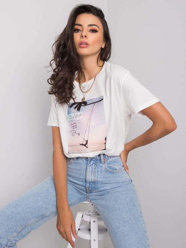 White T-shirt with Oriana print