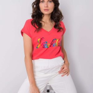 Coral T-shirt with Hollis print