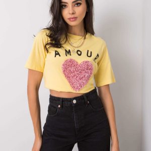 Yellow t-shirt for women with Elin applique