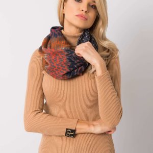 Navy blue and orange pattern scarf