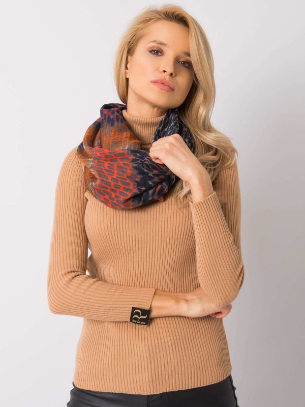 Navy blue and orange pattern scarf