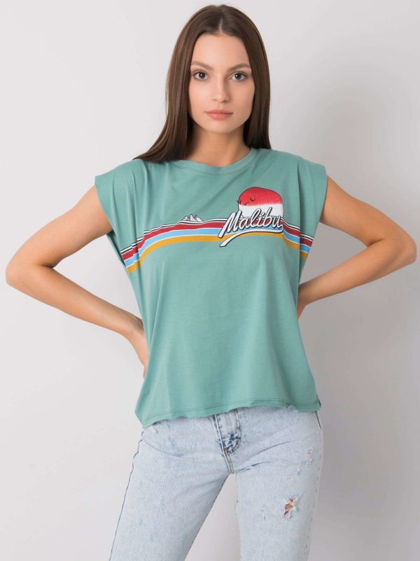 Light green T-shirt with Malibu print