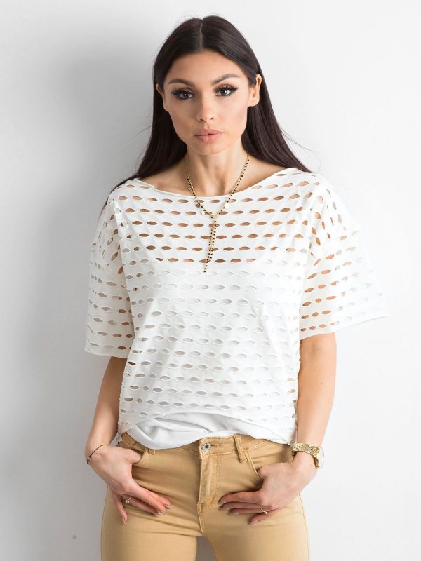 Women's openwork blouse ecru