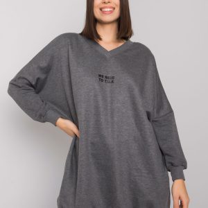 Dark Grey Melange Tunic Plus Size Cotton Raella