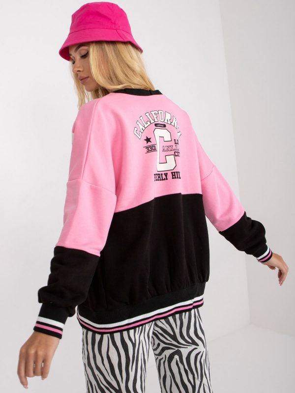 Pink and black sweatshirt with pockets