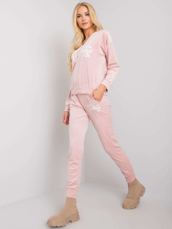 Light Pink Two Piece Saddie Velour Set