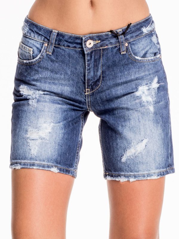 Blue denim shorts with puréed leg