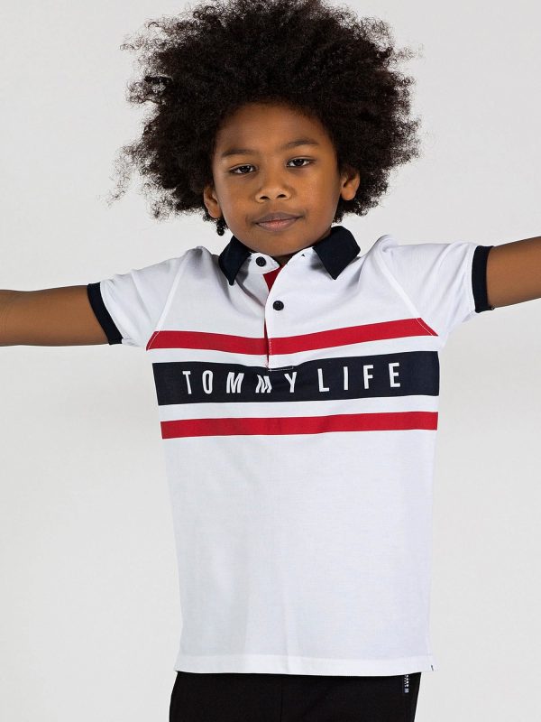 TOMMY LIFE white polo shirt for boy