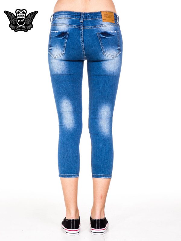 Blue Mid-Calf Skinny Denim Pants