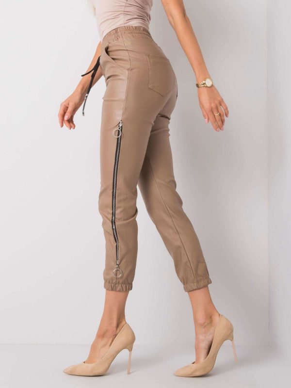 Dark beige Jackie waxed pants