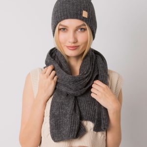 Dark gray winter set hat and scarf RUE PARIS