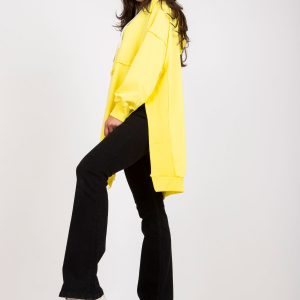 Yellow basic sweatshirt with hood and slits