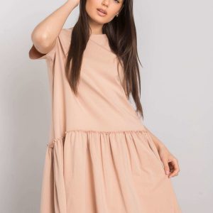 Beige dress with flounce Cammie