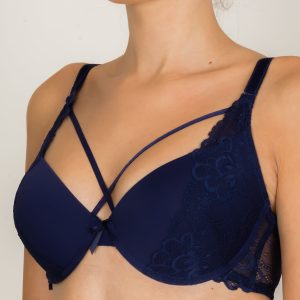 INTIMIDAO Navy Blue Lace Push Up Bra