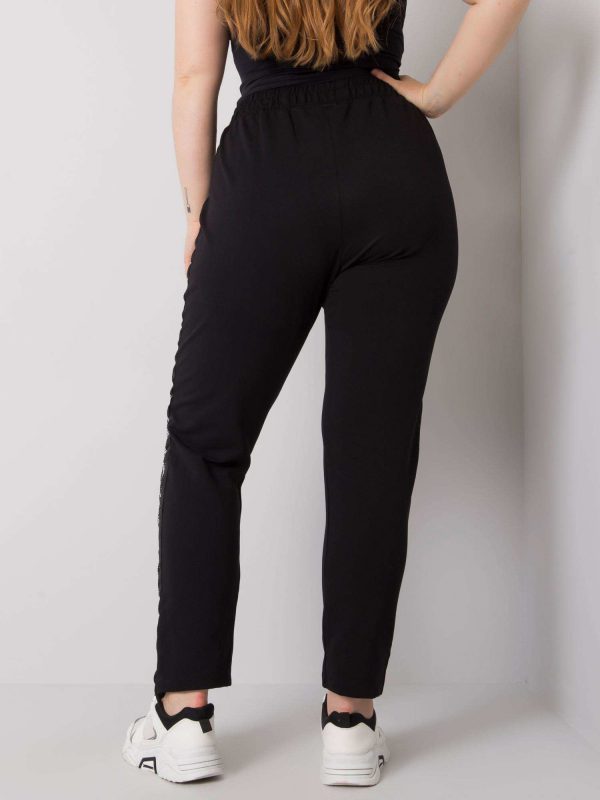 Black plus size sweatpants with stripes Felise