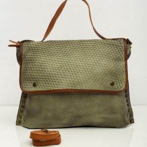 Green bag with braided flip