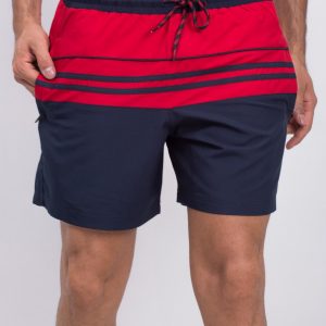 Navy Blue and Red Men's Noise Shorts