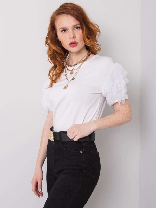 White T-shirt with frills Maddison