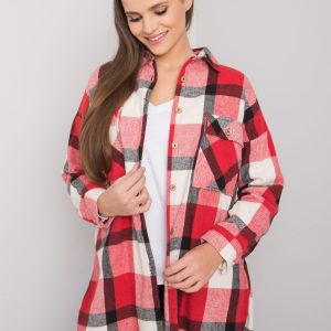 Red and white plaid shirt for women Cillian RUE PARIS