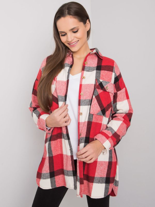 Red and white plaid shirt for women Cillian RUE PARIS