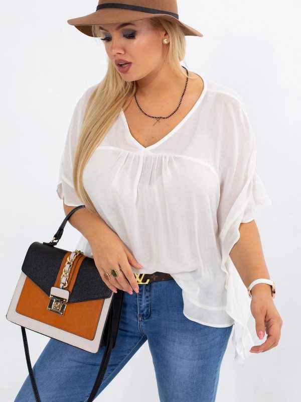 RUE PARIS Ecru plus size blouse Wind