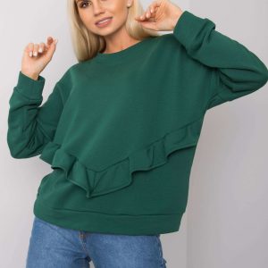 Dark green frose ruffle sweatshirt RUE PARIS