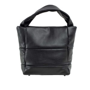 Black eco-leather handbag with handle