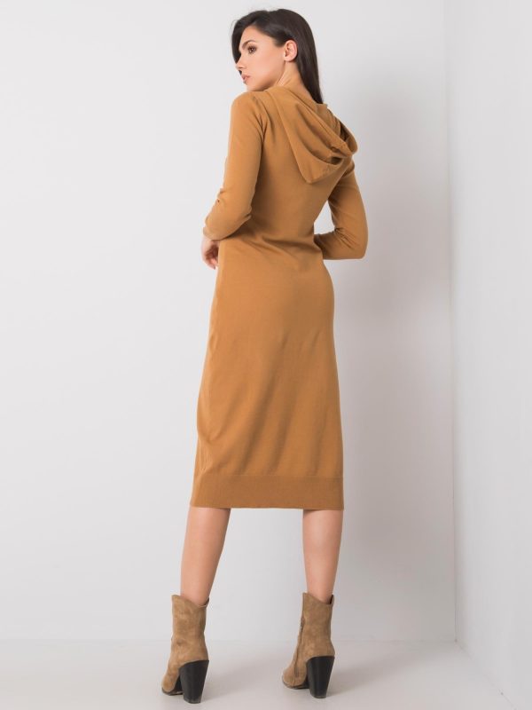 Camel dress with hood Asencion