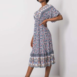 Navy Blue Patterned Selkie Dress