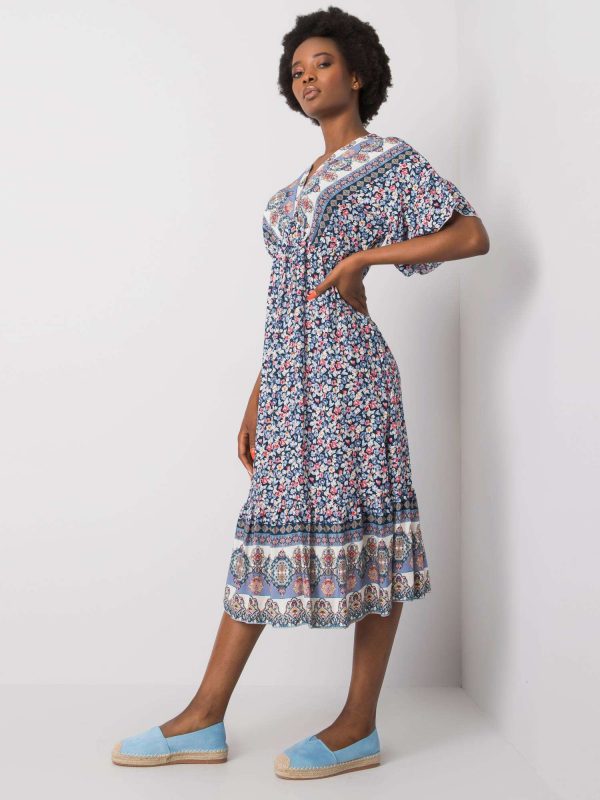 Navy Blue Patterned Selkie Dress