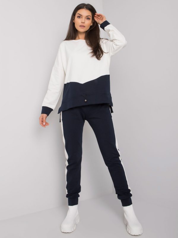 Ecru-navy two-piece cotton set Seattle RUE PARIS