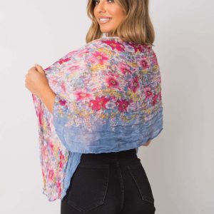 Blue and pink patterned viscose wrap