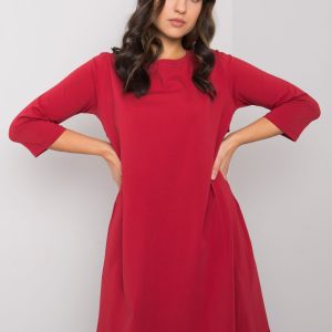 Women's burgundy dress with lace Jamelia RUE PARIS